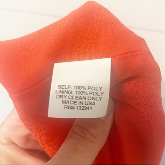 Amanda Uprichard | Tiered redish/orange Spaghetti Strap Mini Dress Size Medium - Picture 5 of 7